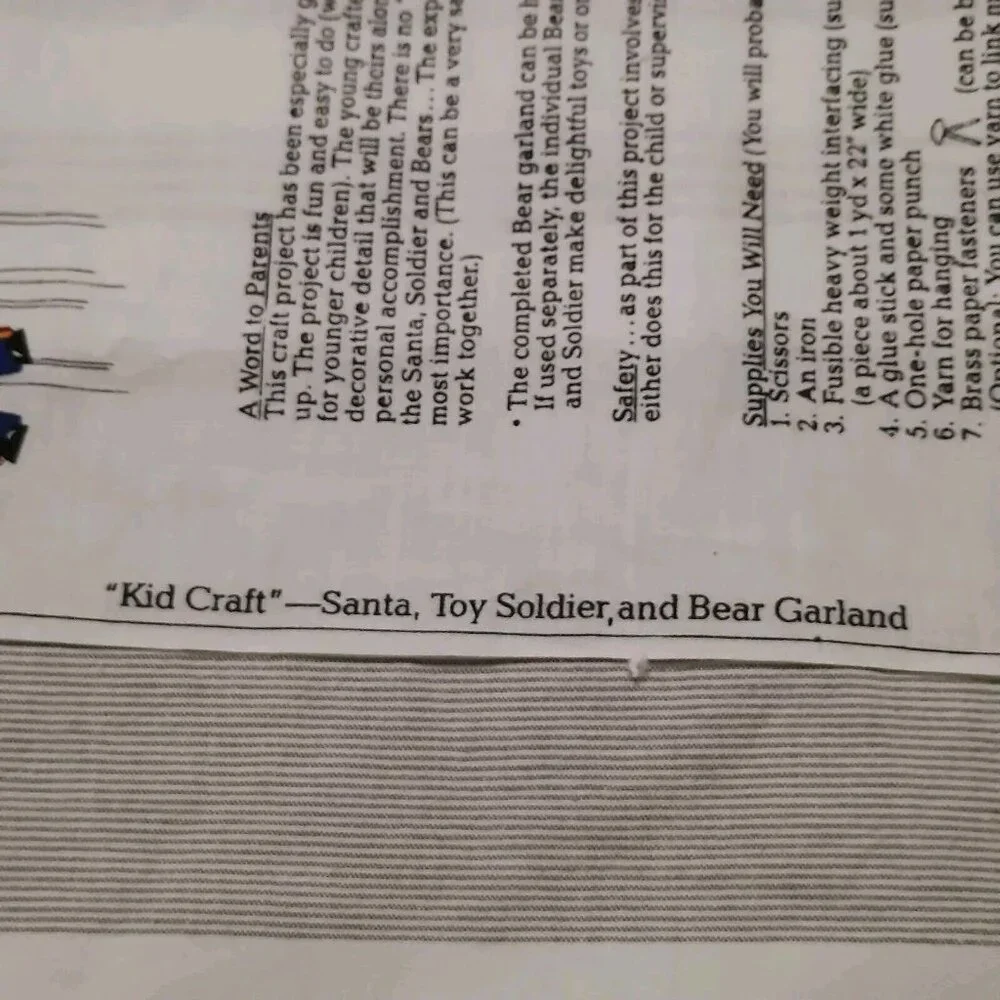 Fabric Double Panel Kid Craft Bear Santa Toy Soldier Garland Christmas New